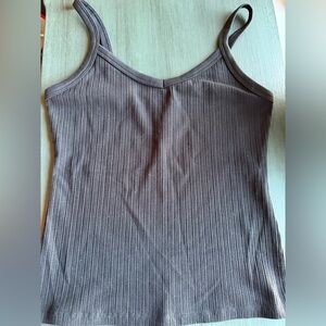 Banana Republic Variegated Ribbed Tank Top Crop Top Black XS